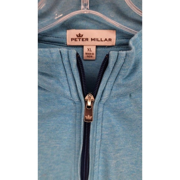 Peter Millar Blue Long Sleeve 100% Cotton Quarter Zip Pullover Size XL - Picture 4 of 10